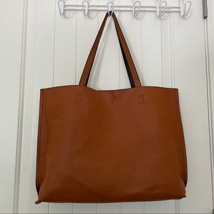 Reversible Black Brown Tote Handbag